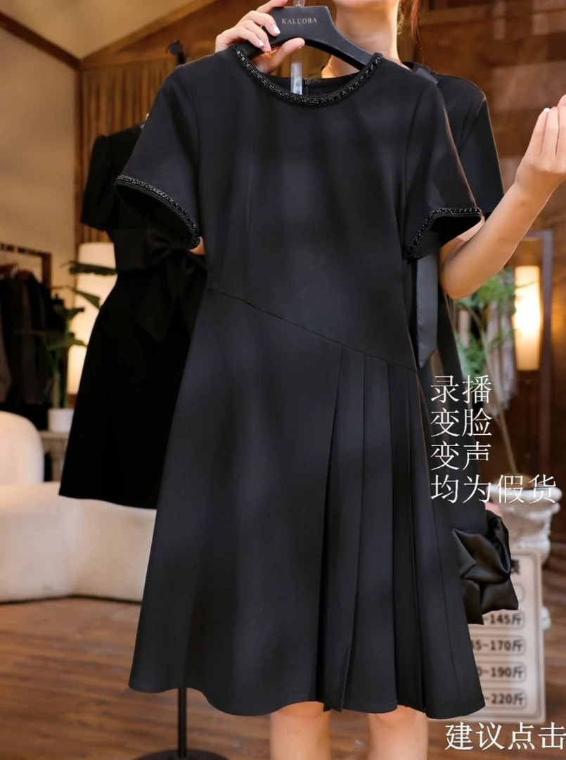 【原创大码设计师款】2025圆领高级气质显瘦收腰连衣裙K3183