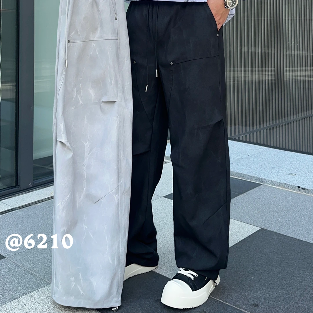 《显瘦扎染百搭直筒裤》6210男士秋季长裤潮流弯刀直筒裤休闲裤裤子