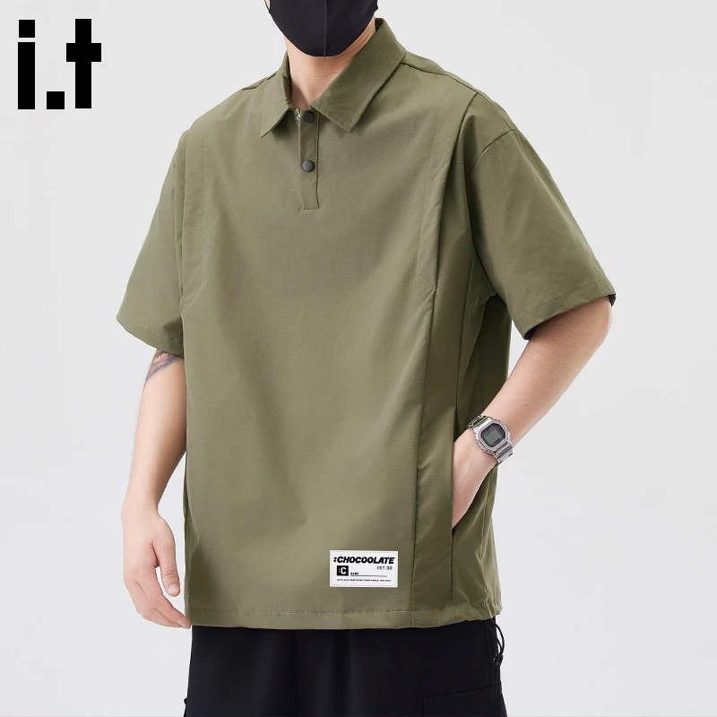 i.t:CHOCOOLATE休闲polo衫男士2025年夏薄款宽松纯色短袖透气t恤