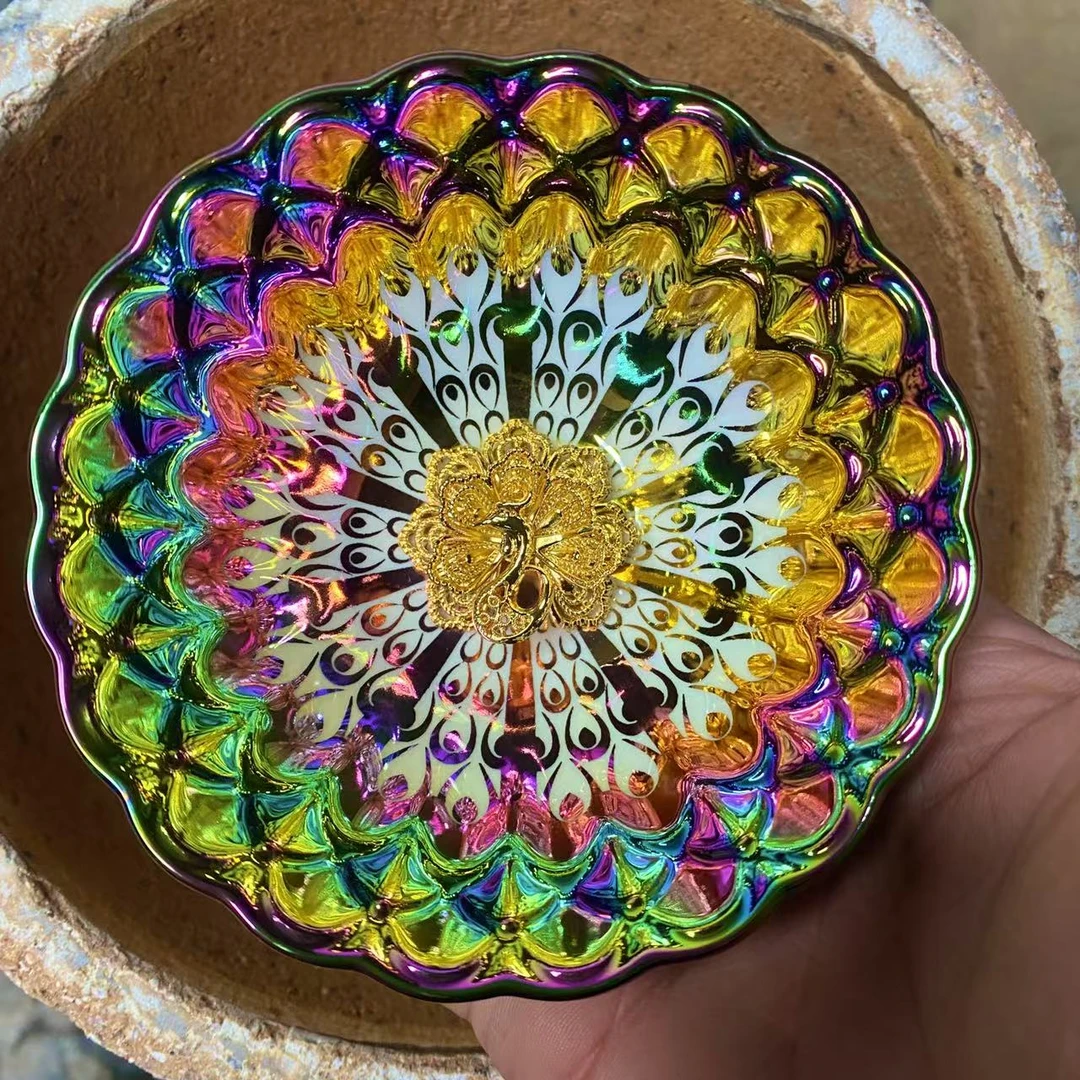 手工茶器 梦幻之羽孔雀主人杯