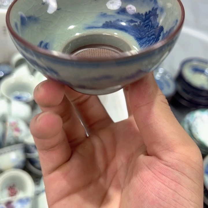 干***淘泥千里江山茶漏的漏微瑕