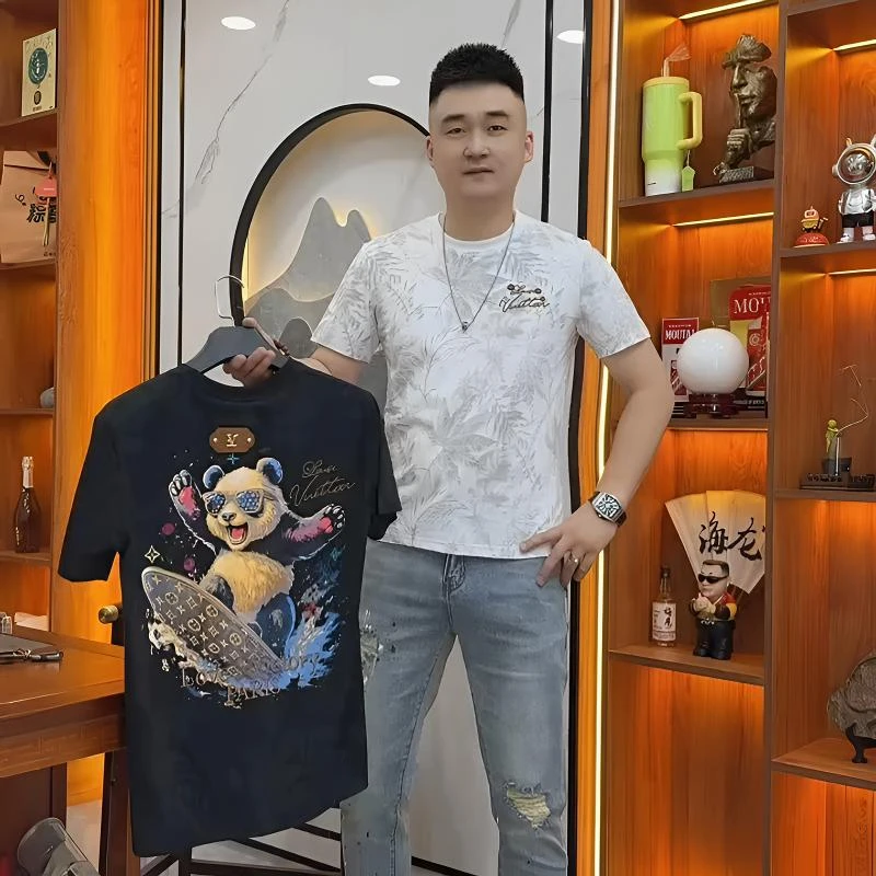 2025男士轻奢痞帅气质潮流百搭T恤时尚个性高级感修身帅气短袖