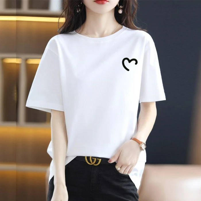 FEIJI/斐即25年新款100%纯棉短袖男女同款印花T恤宽松显瘦紫色