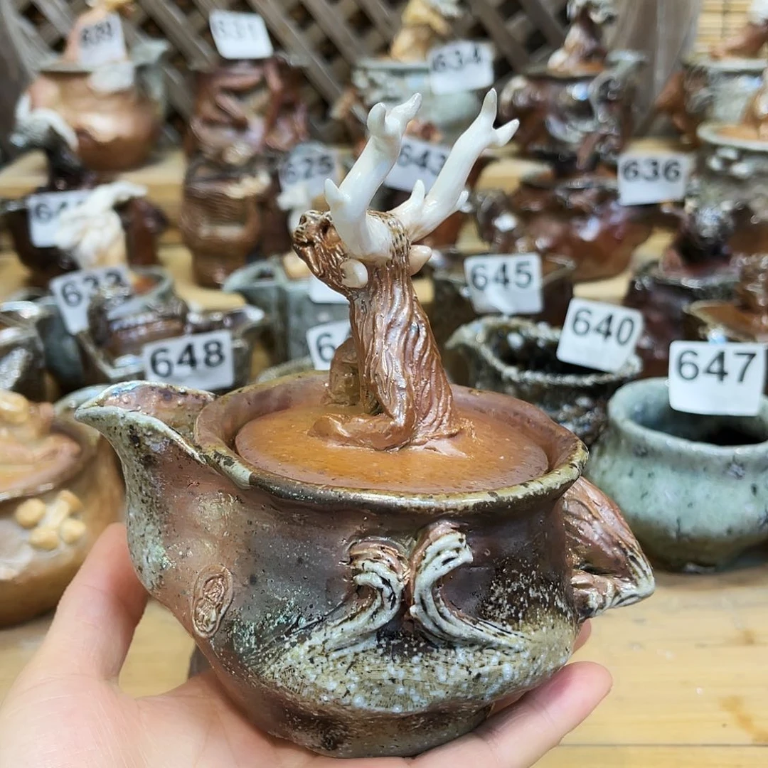 杯柴烧粗陶手捏宝瓶微瑕