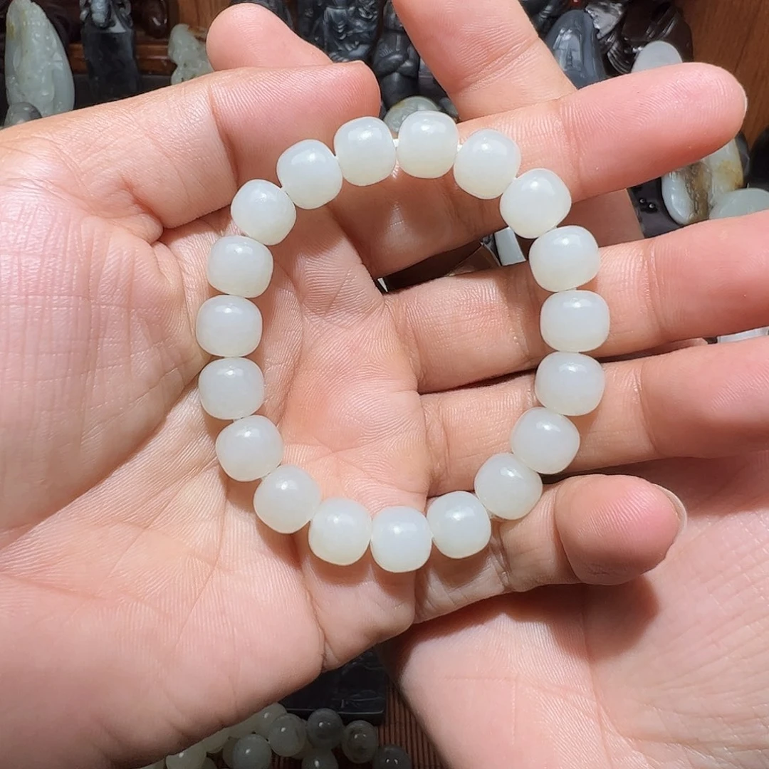 未镶嵌手链和田玉新疆和田玉手串卡10老型珠男女同款