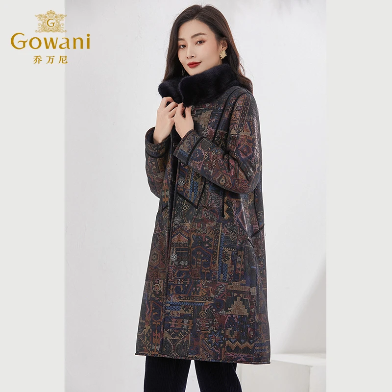 乔万尼美利奴羊毛皮大衣重磅貂毛保暖气质高级感EI4P695