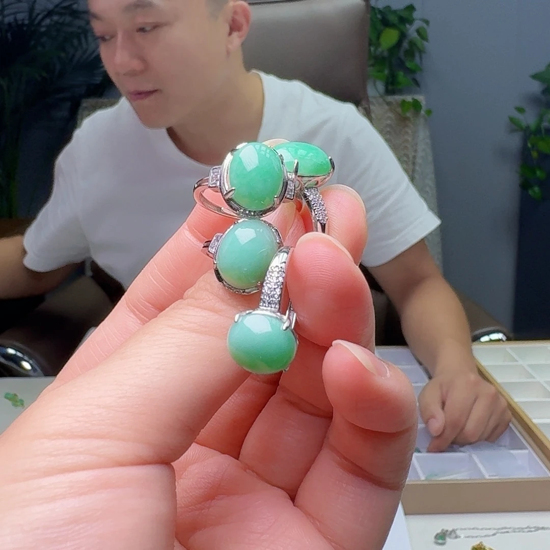 银S925镶嵌戒指翡翠多样性发货其一