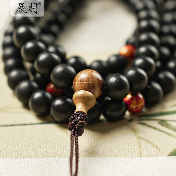 诛·古蕴天宝 玄青墨麝香珠 黑色1.0*108粒木串