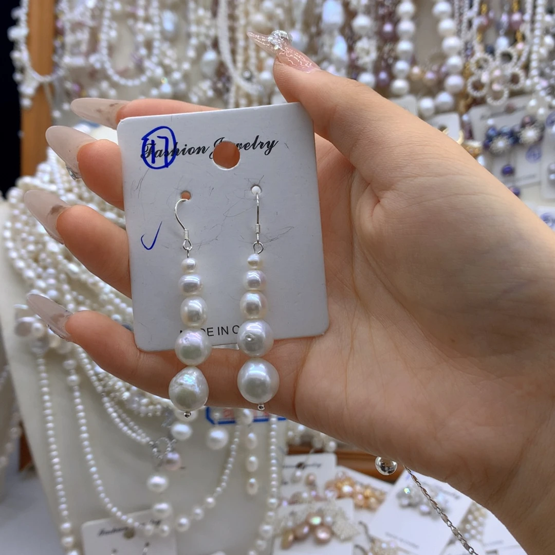 银S925镶嵌淡水珍珠项链耳饰