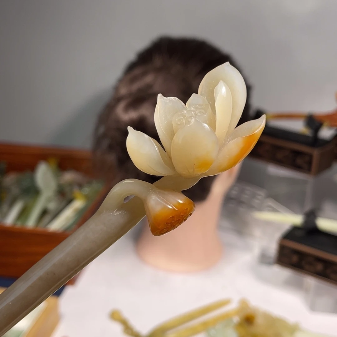 靓***o未镶嵌蛇纹石玉发饰