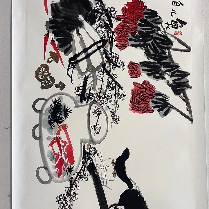 横款姜老师四尺花鸟