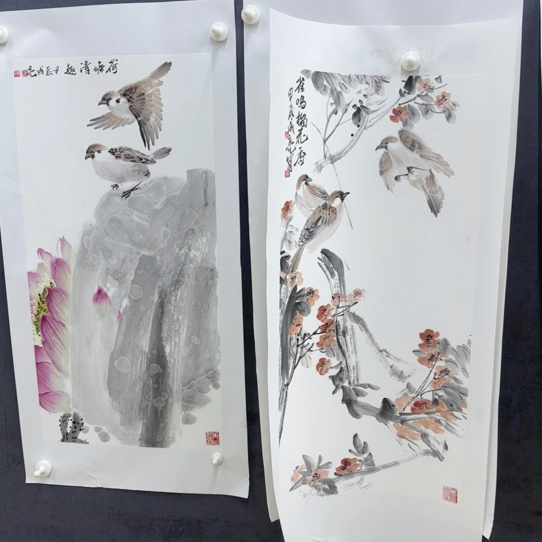 国画人****?路成亮四尺四开换鸟