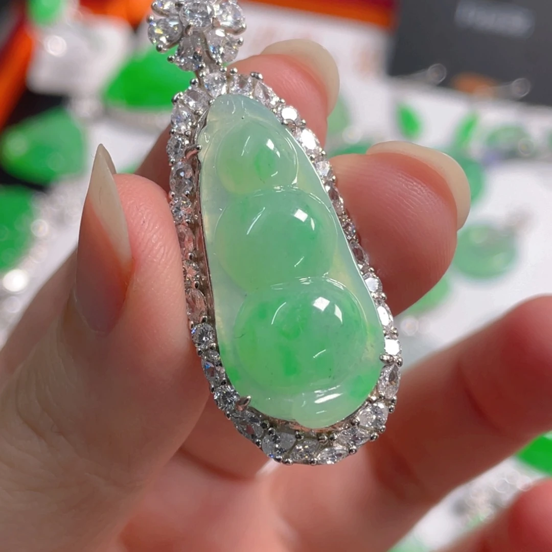 翡翠银S925镶嵌吊坠(不含链)