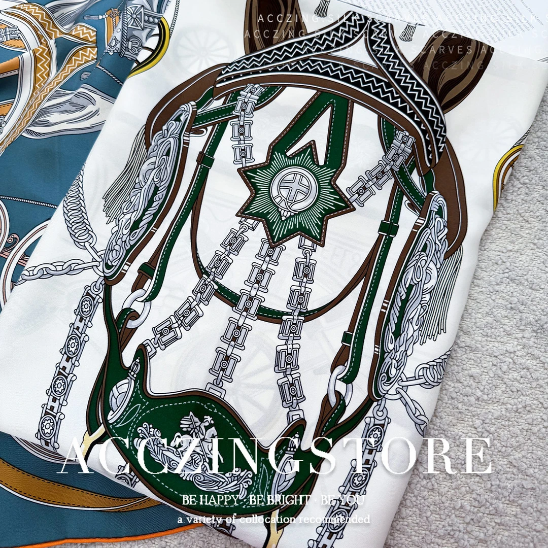 「尊贵之轮」90cm18姆米斜纹丝巾时尚百搭桑蚕丝真丝方巾