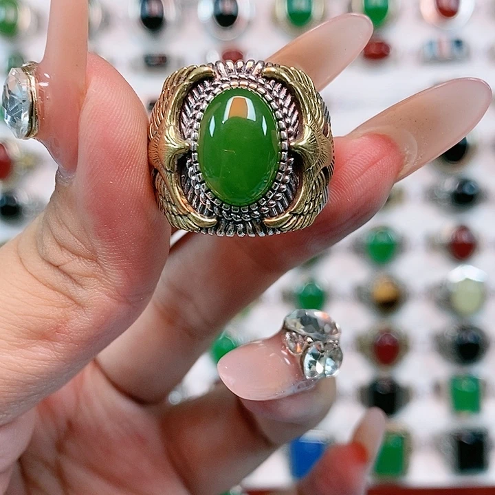 银S925镶嵌戒指和田玉