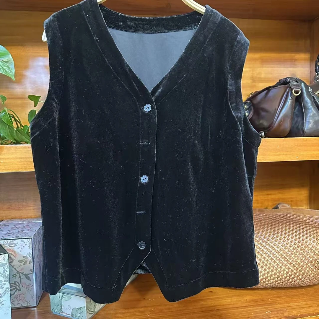 [妍姐优选]圆领拼接V领常规款厚款法式马夹