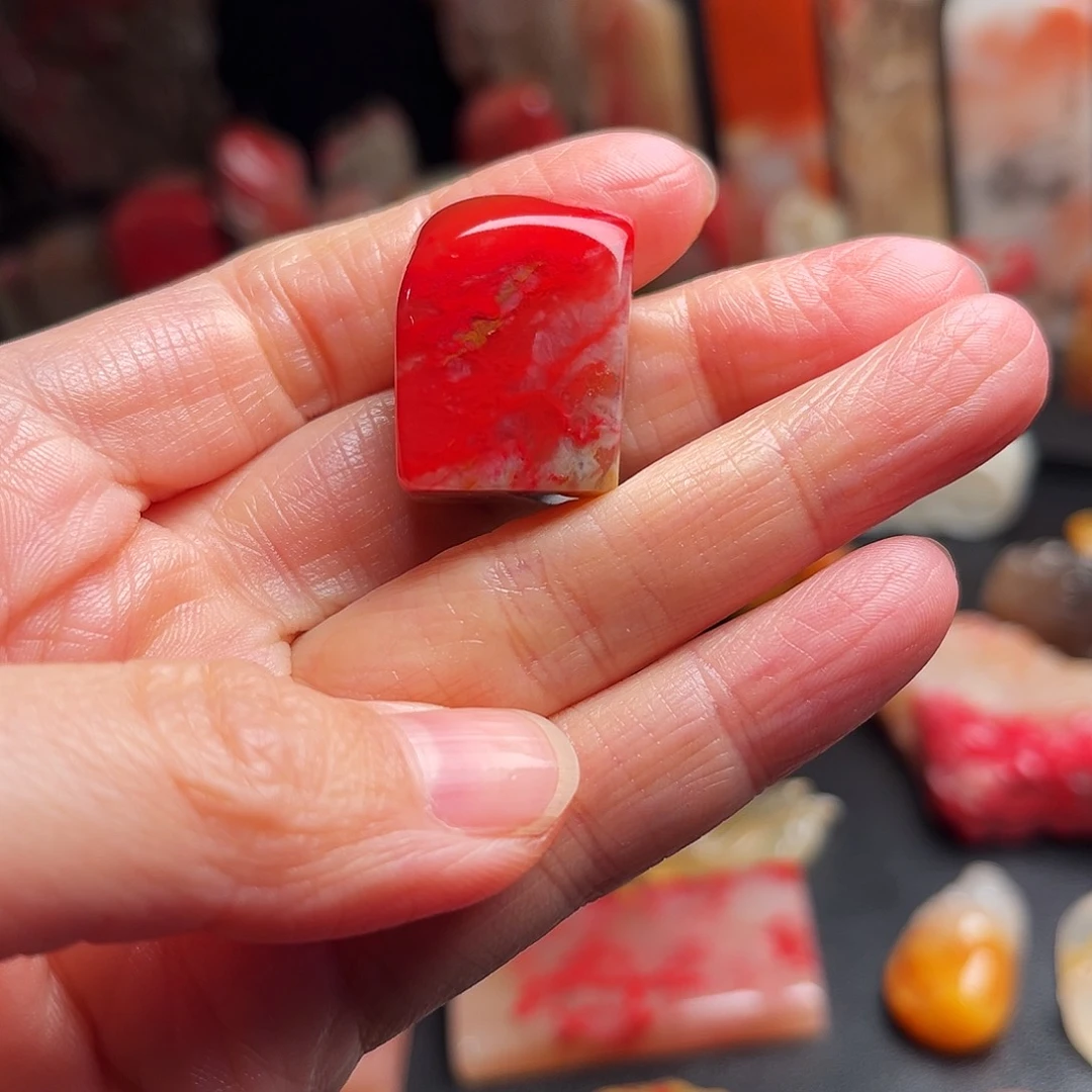 巴林石印石鸡血石随形章