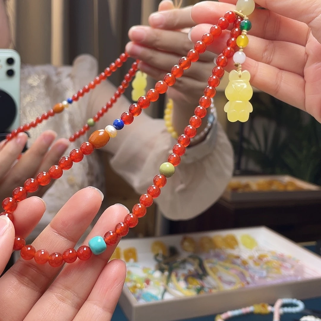 蜜蜡未镶嵌裸石手机链