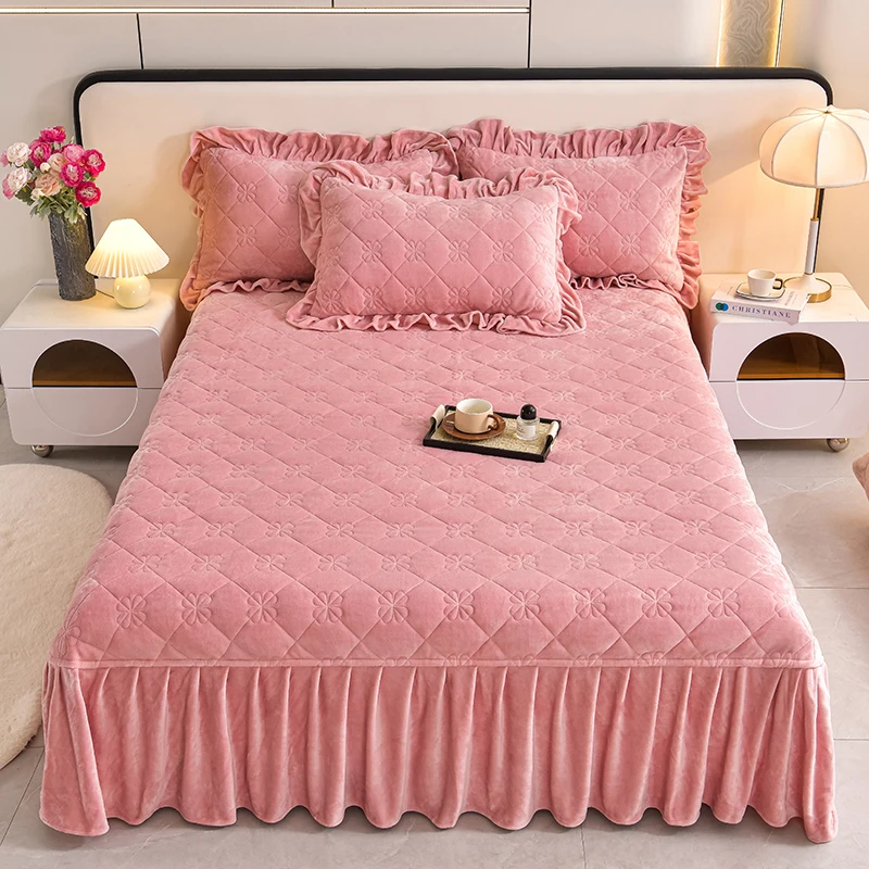 单床盖单枕套加绒新款亲肤舒适纯色高克重牛奶绒单床盖