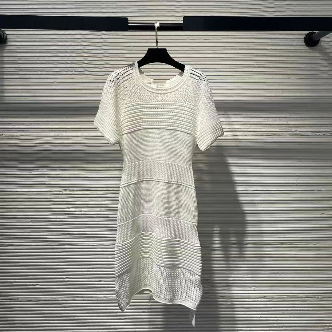 【Da Yang】25短袖法式建筑套头印花连衣裙蕾丝时尚条纹女士A198