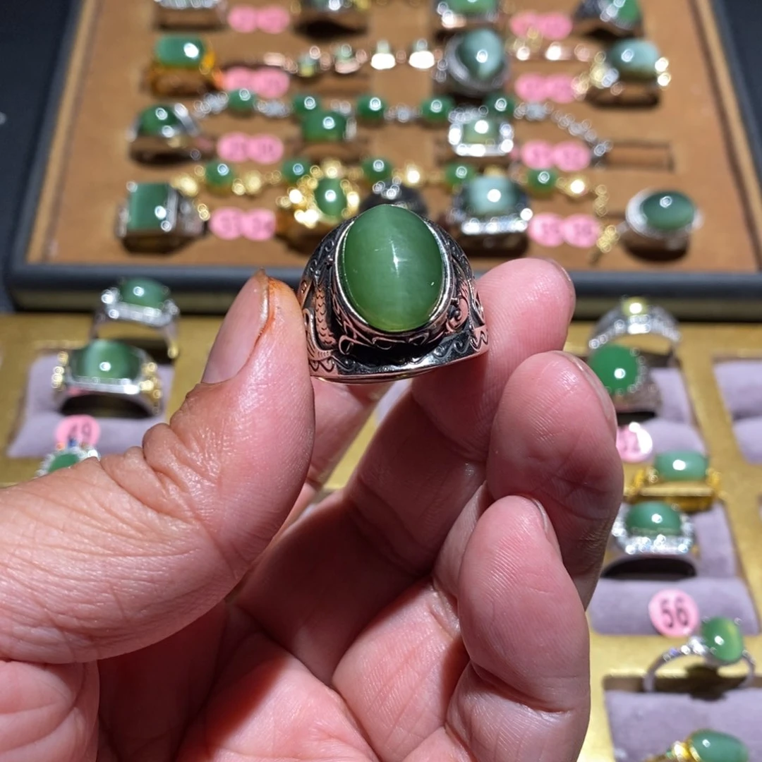 和田玉（碧玉）戒指未镶嵌甜*妈