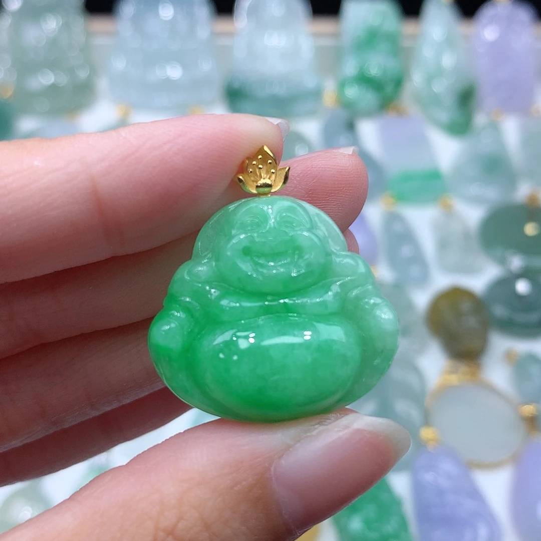 颈饰18K金镶嵌翡翠翡翠