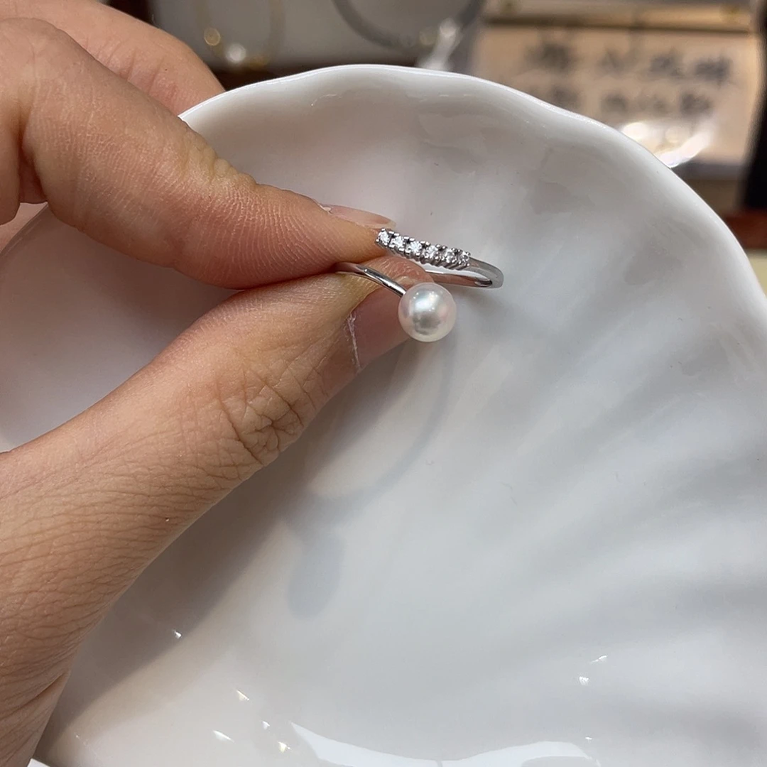 银S925镶嵌戒指海水珍珠