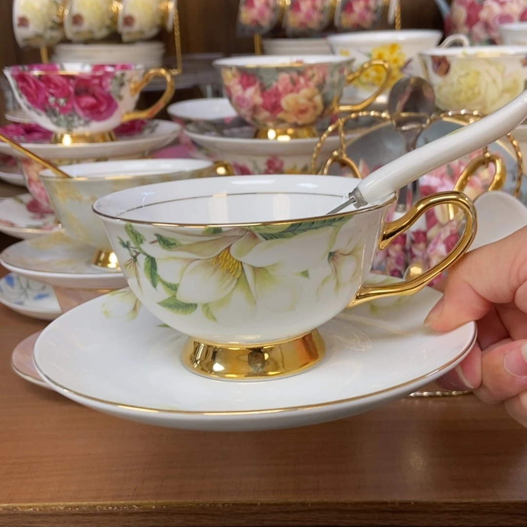 摆件玉兰一杯一碟一勺快递装（拍两套送杯架）