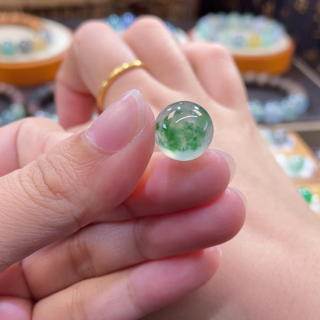 未镶嵌手链翡翠高冰飘绿花