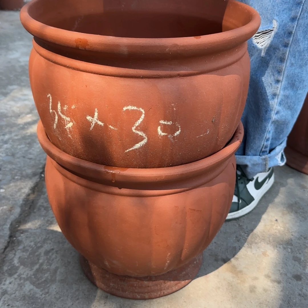 朱泥花盆口35高30宜兴紫砂粗糙