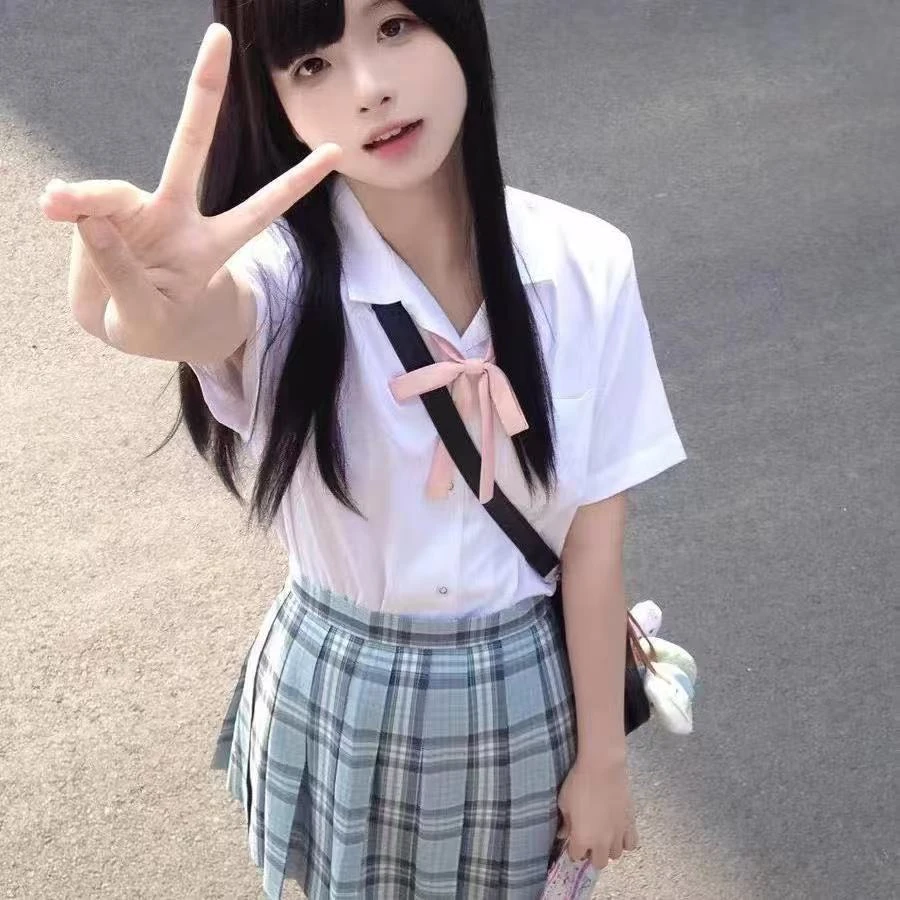【聆泉原创】日系 JK 蓝白格纹百褶裙少女学院风高腰显瘦半身裙
