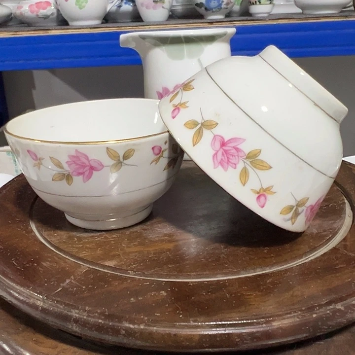 醴陵直播基地炸福利老式茶碗9.5厘米2个微瑕