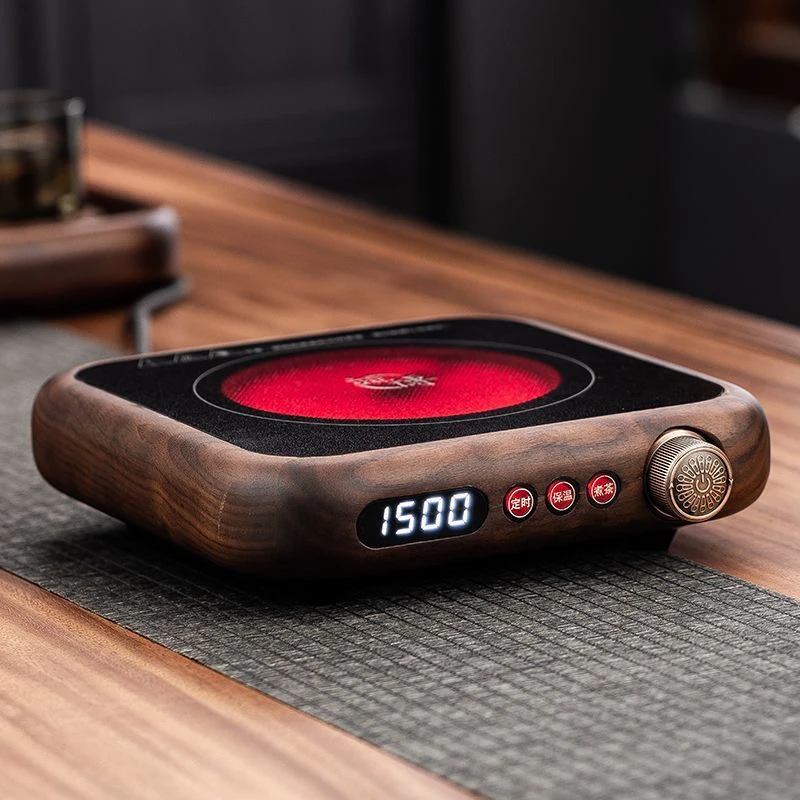 【胡桃木陶炉】翊博北美黑胡桃木电陶炉围炉煮茶玻璃煮养生炉1500W