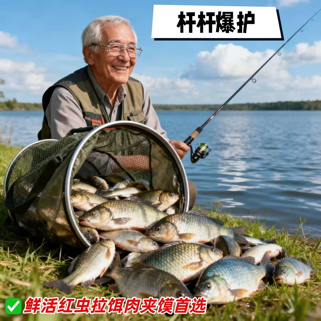【喂鱼拉饵肉夹馍】中小号净虫不带土鲜活红虫拉饵肉夹馍活饵