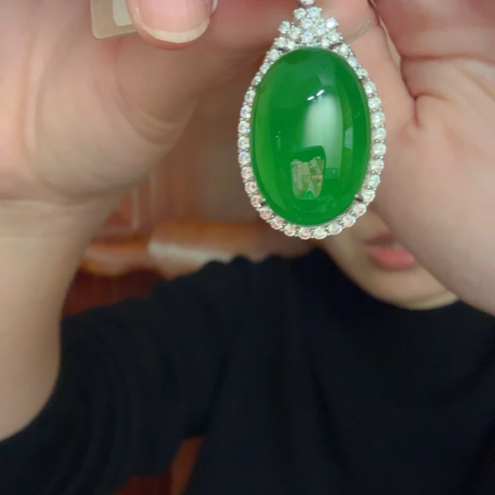 翡翠银S925镶嵌吊坠(不含链)吊坠