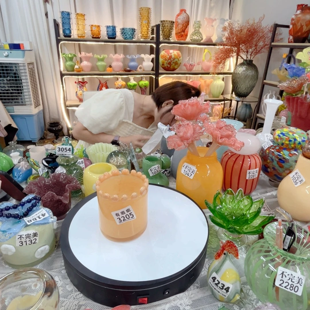 3205瑕琉璃花瓶摆件不完美