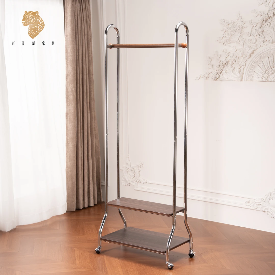 百瑞新北欧实木衣帽架可移动落地收纳挂衣架-BRX2022
