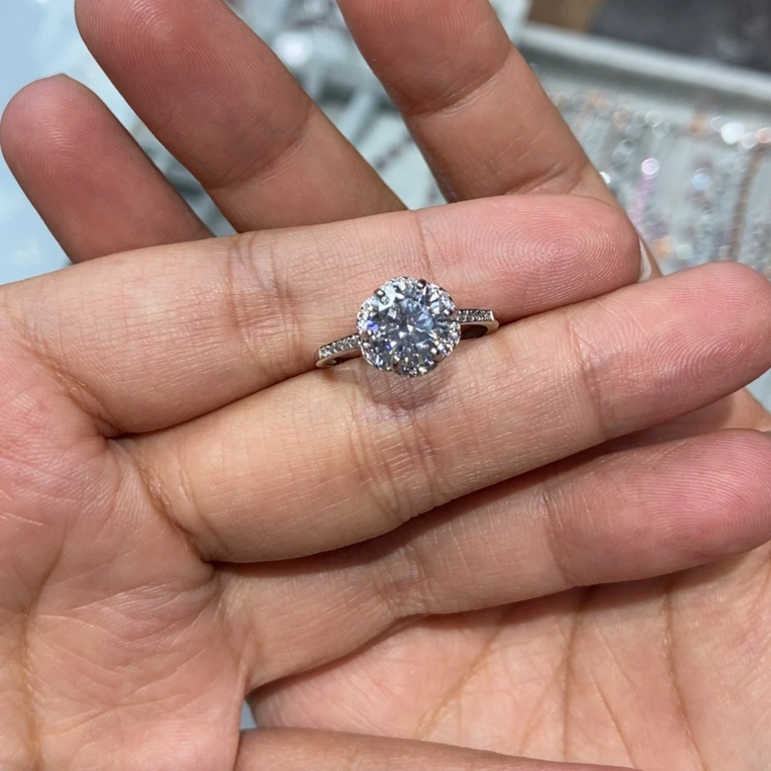 开***～海蓝宝石戒圈银S925镶嵌十级礼物