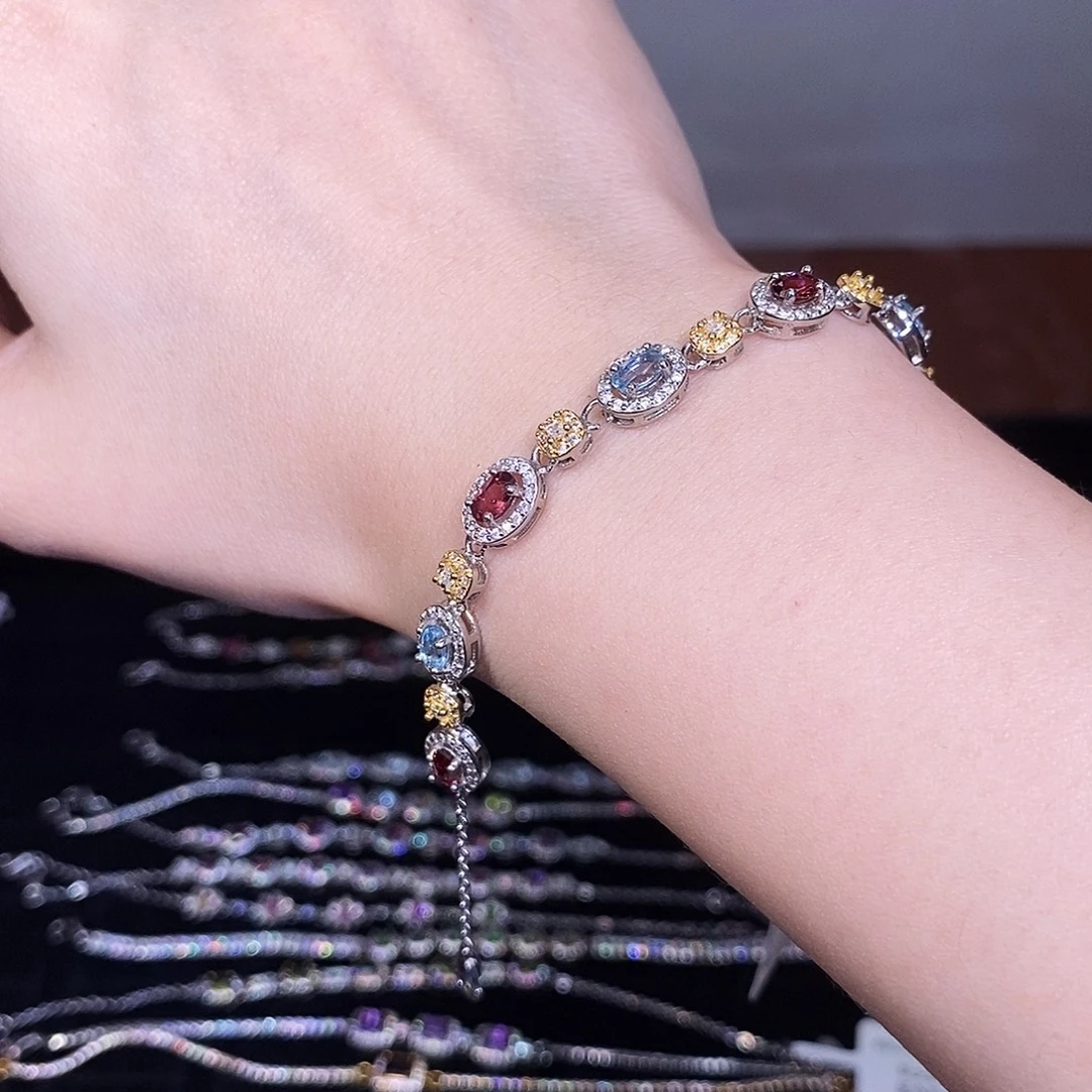 手链银S925镶嵌石榴石