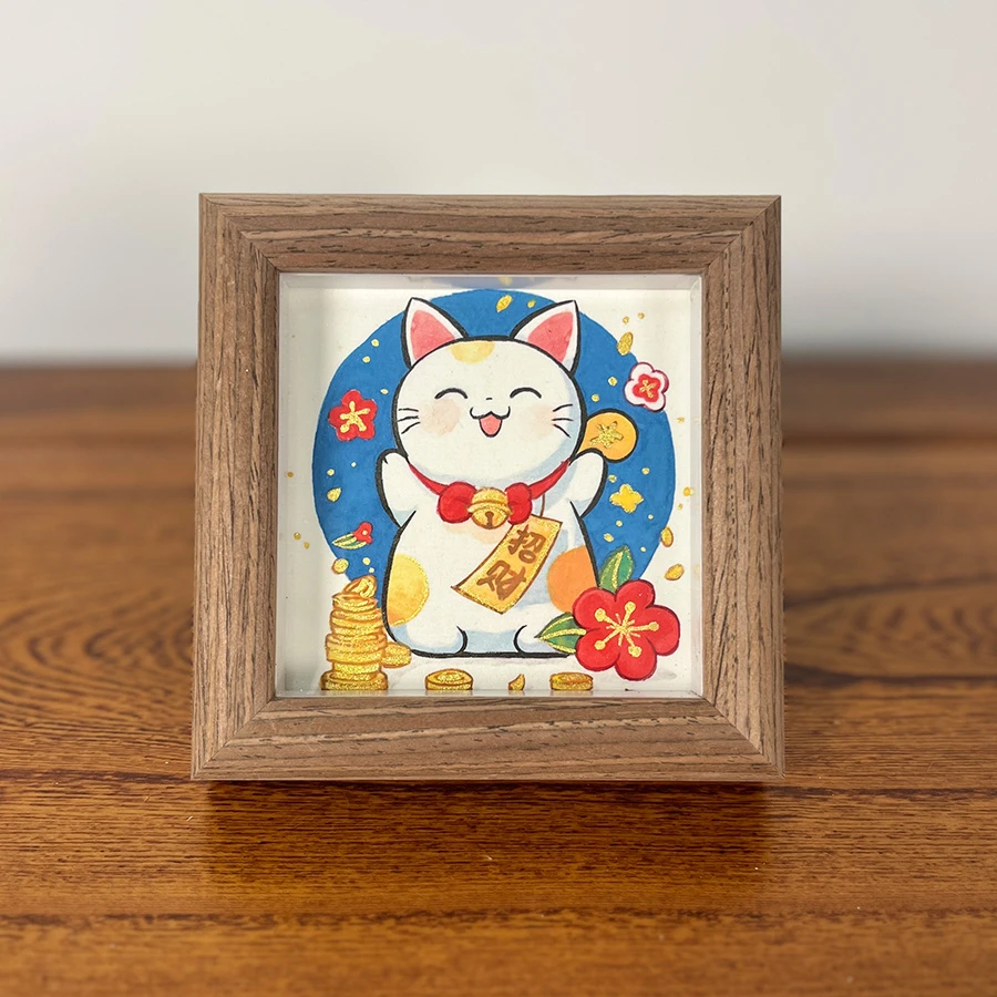 【招财猫】11纯手绘国风摆件新中式客厅家居装饰画手绘艺术摆台
