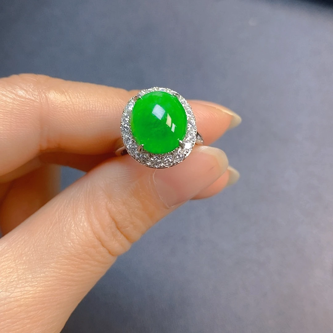 瞳***7翡翠银S925镶嵌戒指