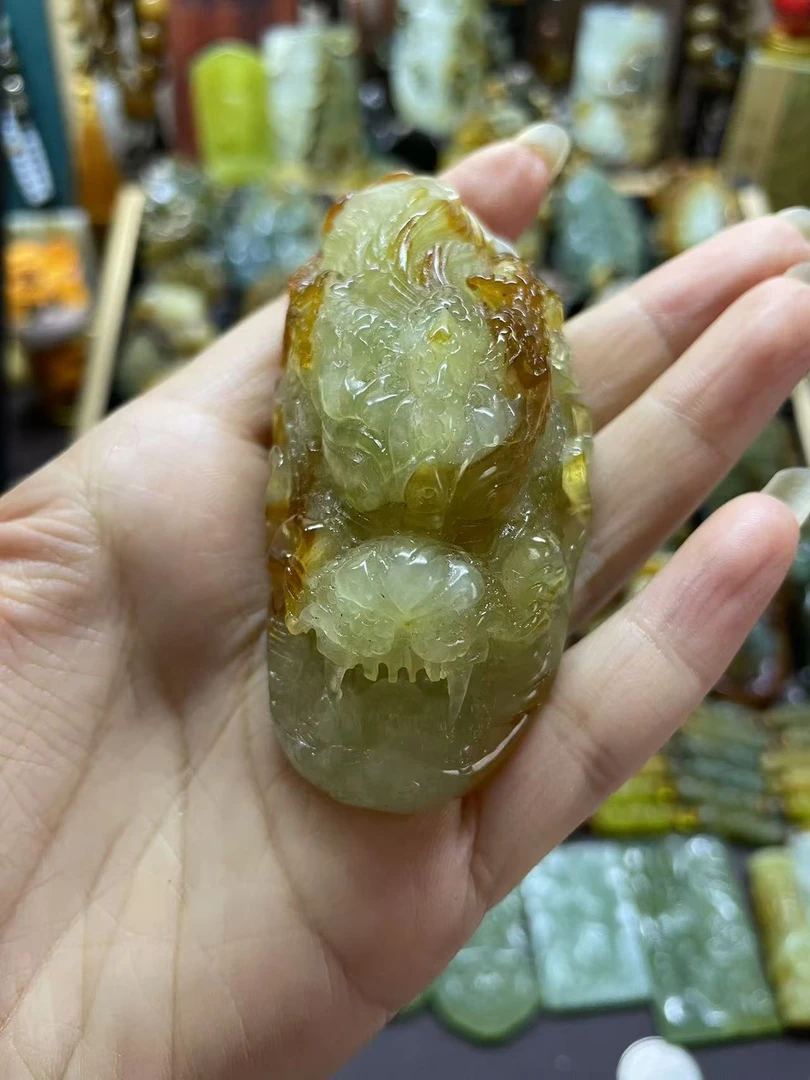 岫玉花玉龙牌吊坠岫玉