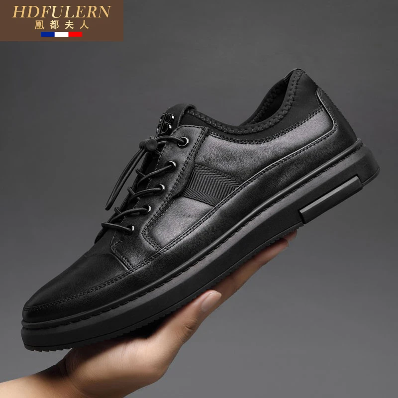 夏季潮流时尚男鞋2025新款黑色软底年轻人上班鞋一脚蹬懒休闲皮鞋
