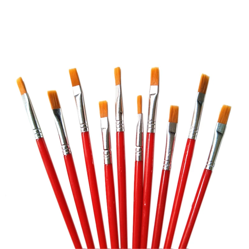 涂色工具平头面相笔 彩绘沟边尼龙材质笔刷学生绘画颜料套装笔刷