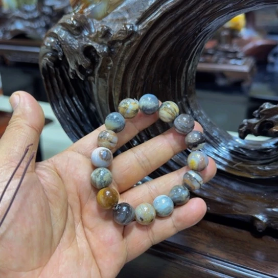 硅化玉手串未镶嵌正**帅