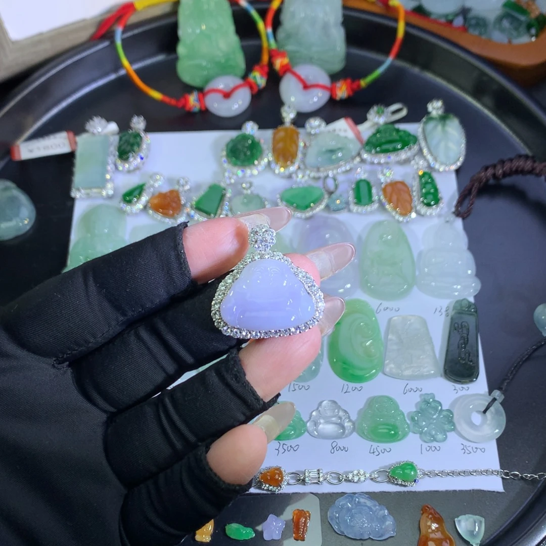 翡翠银S925镶嵌吊坠(不含链)紫佛公