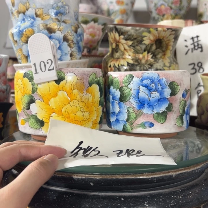 景德镇手绘花盆满38包邮偏远地区除外
