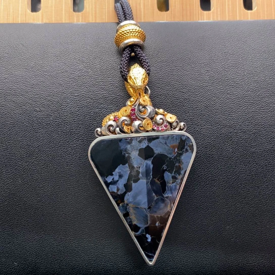 颈饰银S925镶嵌石英质玉