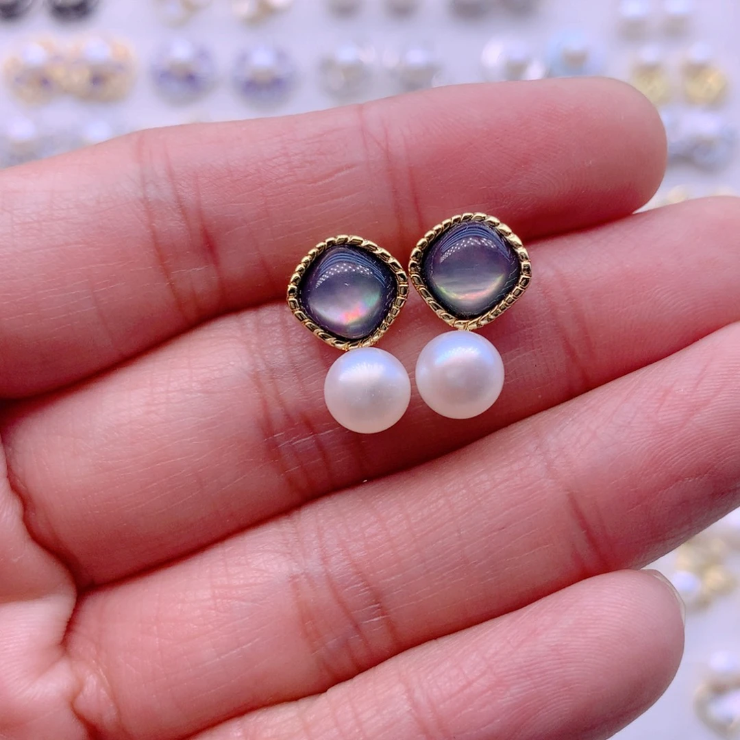 淡水珍珠耳饰合金