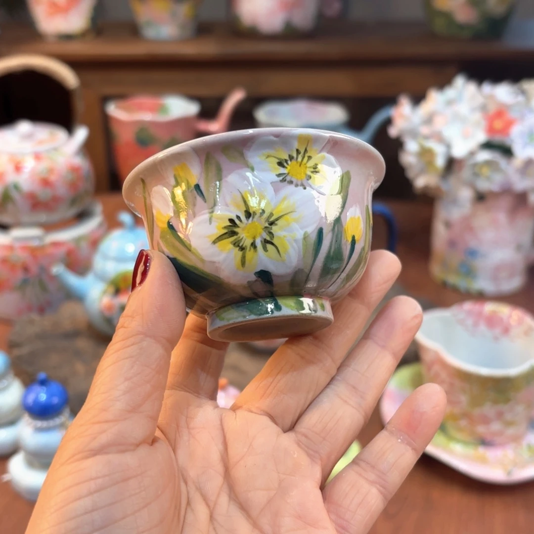 瓷片景德镇手绘高温釉下彩陶瓷茶具